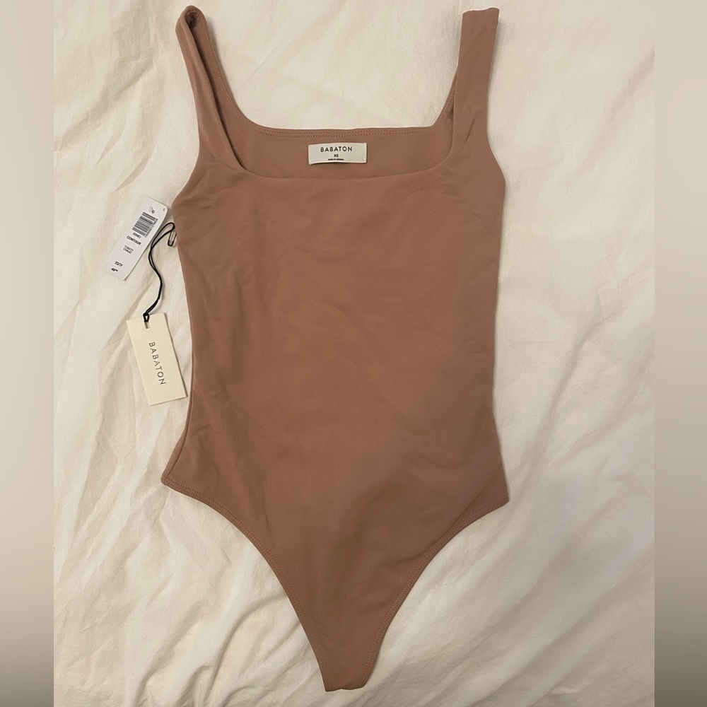 Babaton thong bodysuit in nude